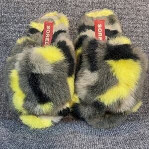 Sorel Go Mail Run Red & Black Fur Slippers Slip On Womens 9